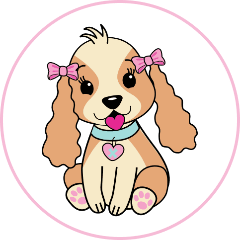 Tess, a tan and brown puppy character with a light blue collar.