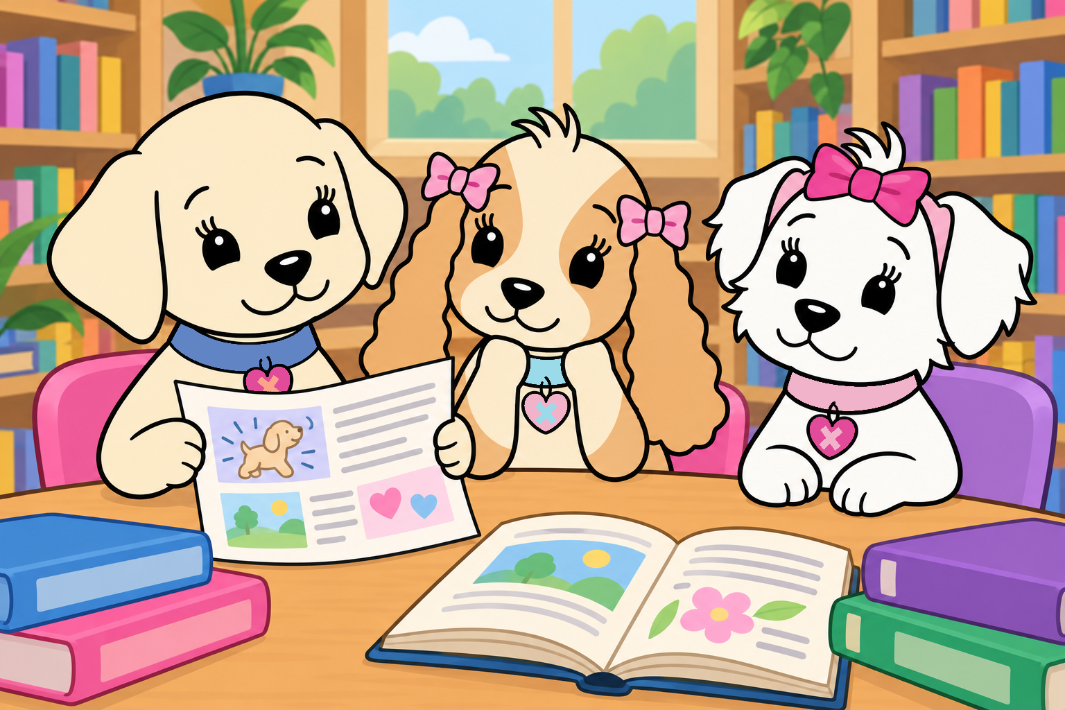 Emily shares an article with Tess and Cora as they learn how to support their classmate.